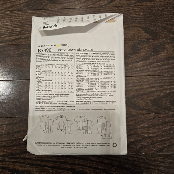 Butterick Women's shirt pattern 5890 - Picture 2 of 4